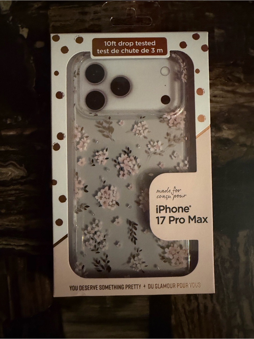 Brand New iPhone 17 Pro Max Floral Clear Protective Case - Pink Floral